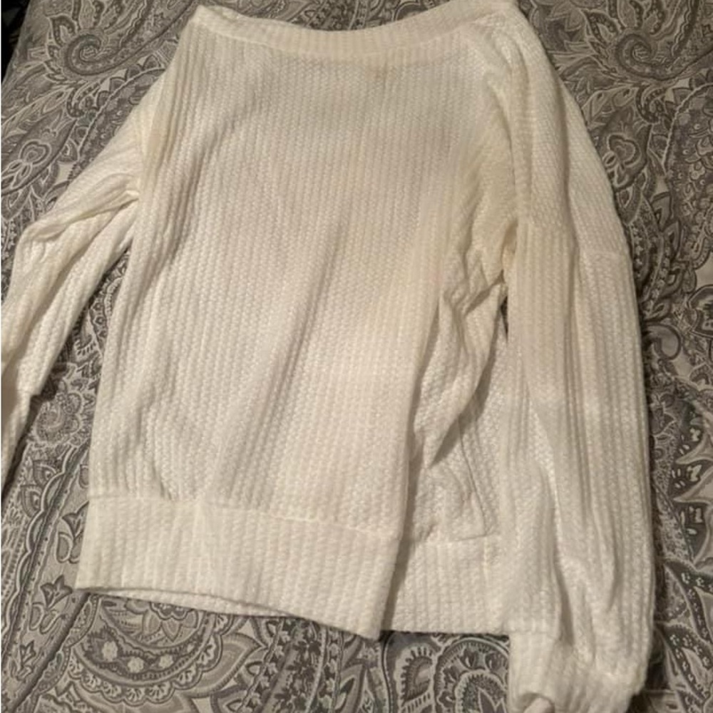 White wide neck sweater